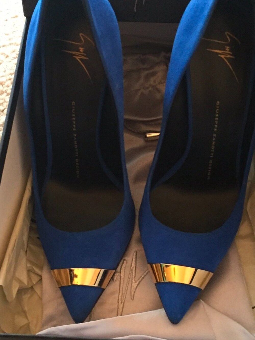 giuseppe zanotti 110 Blue Camoscio In Klein Pump